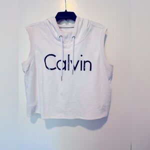 Calvin Klein Performance White Sleeveless Hoodie